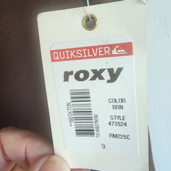 Roxy Med Rise Wide Leg Rip Stop 100 % Cotton Pants Size 9 Chocolate Brown NWT - Picture 6 of 8